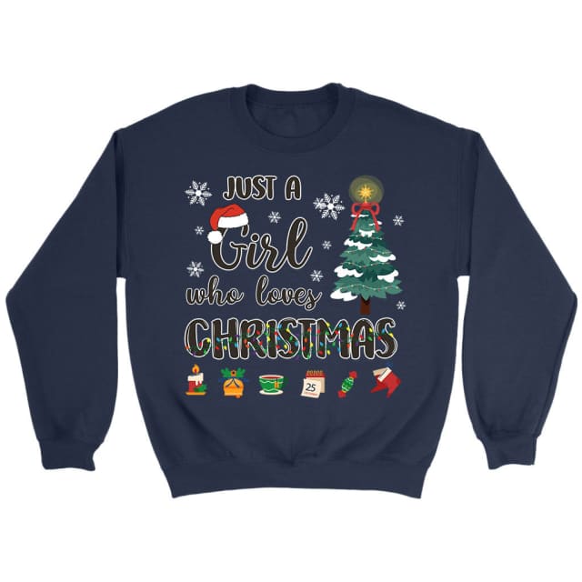 Just a girl who loves Christmas sweatshirt Navy / S