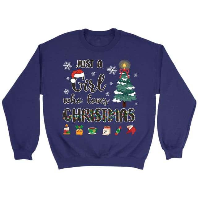 Just a girl who loves Christmas sweatshirt Purple / S