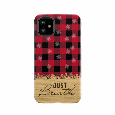 Just Breathe Red Black Buffalo phone case iPhone 11 / Tough