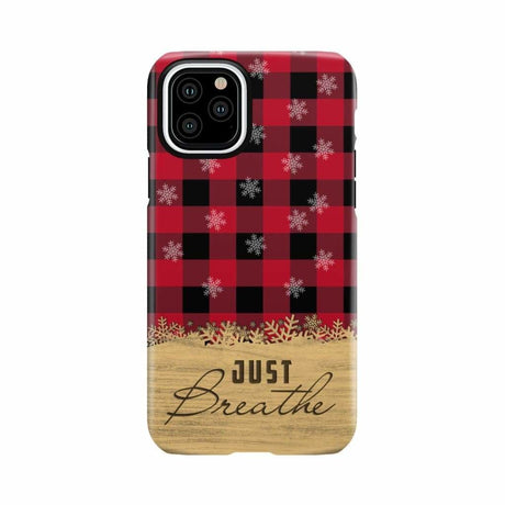 Just Breathe Red Black Buffalo phone case iPhone 11 Pro / Tough