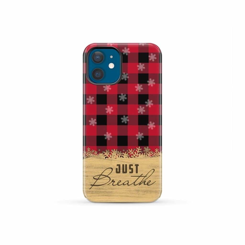Just Breathe Red Black Buffalo phone case iPhone 12 Mini / Tough