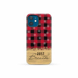 Just Breathe Red Black Buffalo phone case iPhone 12 Mini / Tough