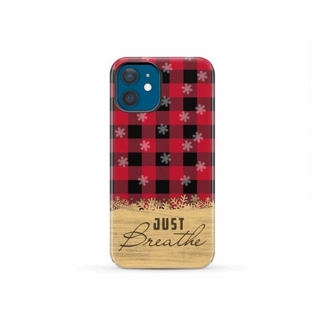 Just Breathe Red Black Buffalo phone case iPhone 12 Mini / Tough