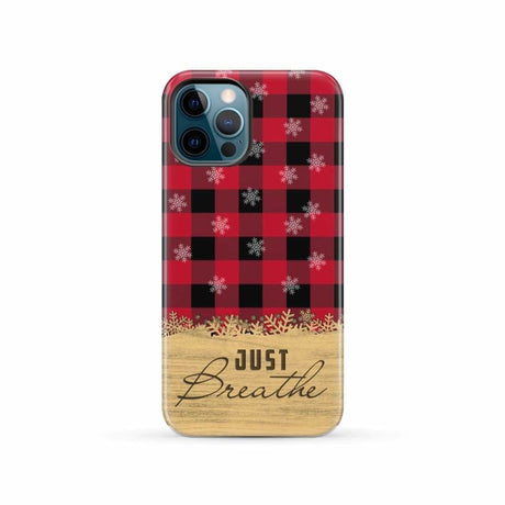 Just Breathe Red Black Buffalo phone case iPhone 12 Pro / Tough