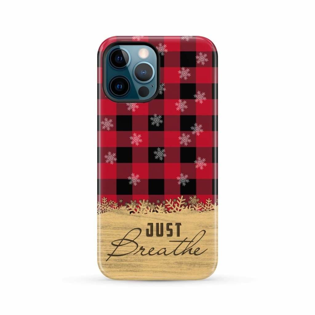 Just Breathe Red Black Buffalo phone case iPhone 12 Pro Max / Tough
