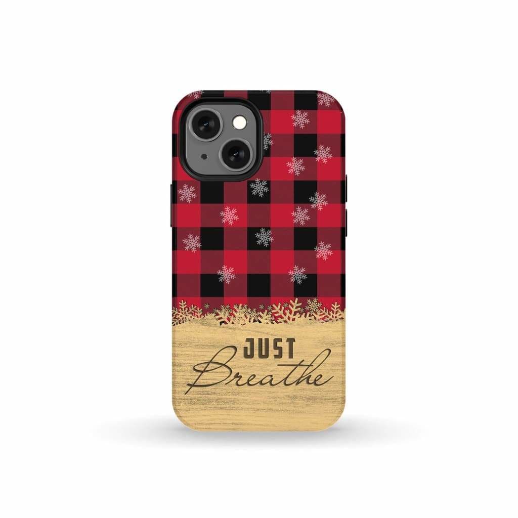 Just Breathe Red Black Buffalo phone case iPhone 13 Mini / Tough