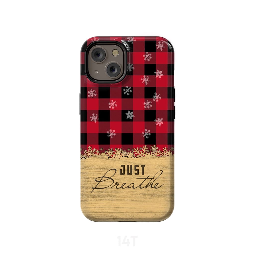Just Breathe Red Black Buffalo phone case iPhone 14 / Tough