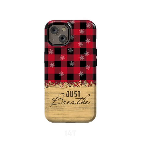 Just Breathe Red Black Buffalo phone case iPhone 14 / Tough