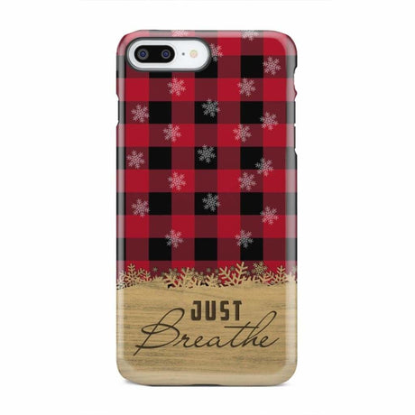 Just Breathe Red Black Buffalo phone case iPhone 8 Plus / Tough