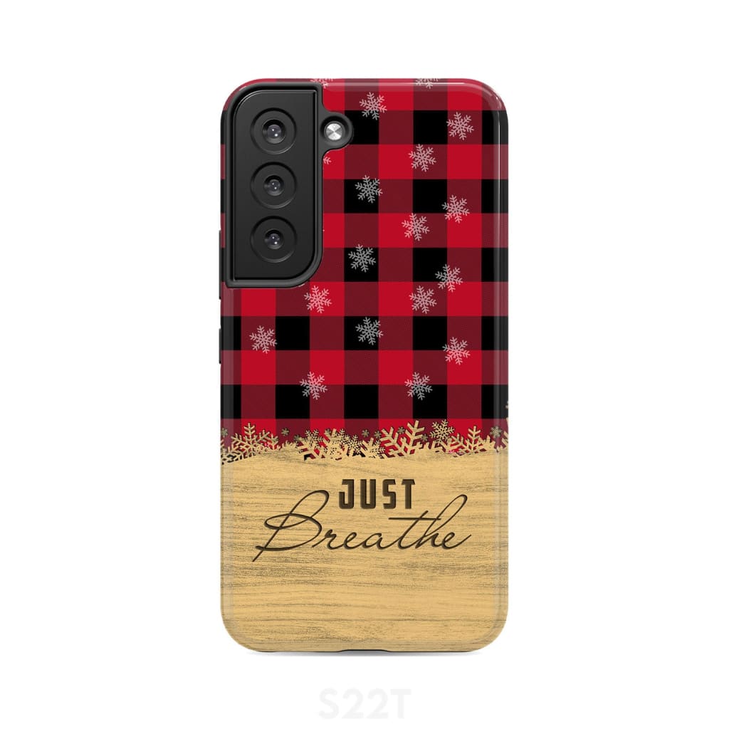 Just Breathe Red Black Buffalo phone case Samsung Galaxy S22 / Tough