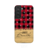Just Breathe Red Black Buffalo phone case Samsung Galaxy S22 / Tough