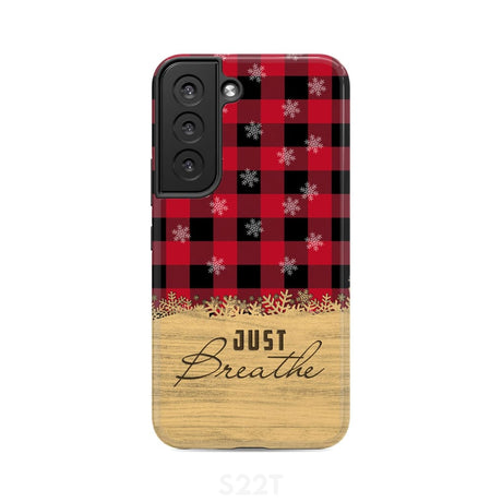 Just Breathe Red Black Buffalo phone case Samsung Galaxy S22 / Tough
