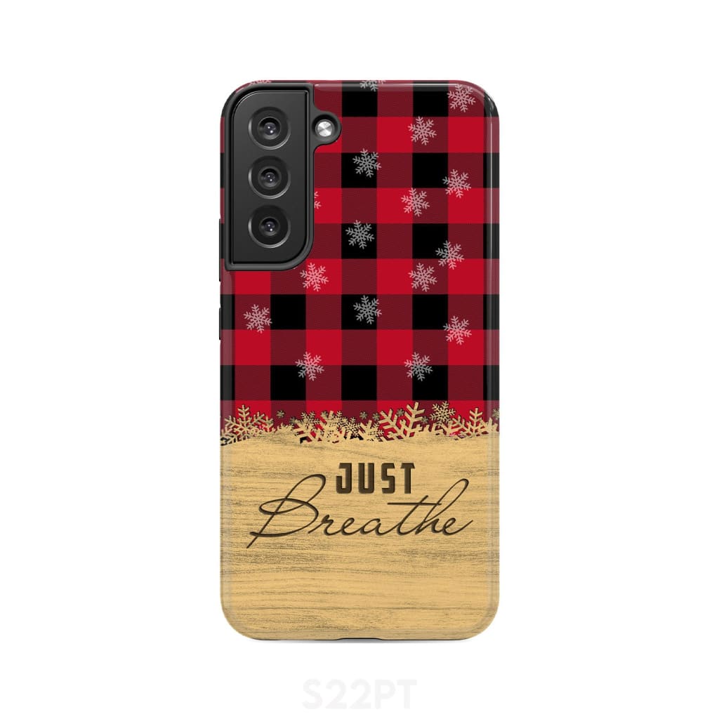 Just Breathe Red Black Buffalo phone case Samsung Galaxy S22 Plus / Tough