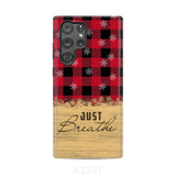 Just Breathe Red Black Buffalo phone case Samsung Galaxy S22 Ultra / Tough