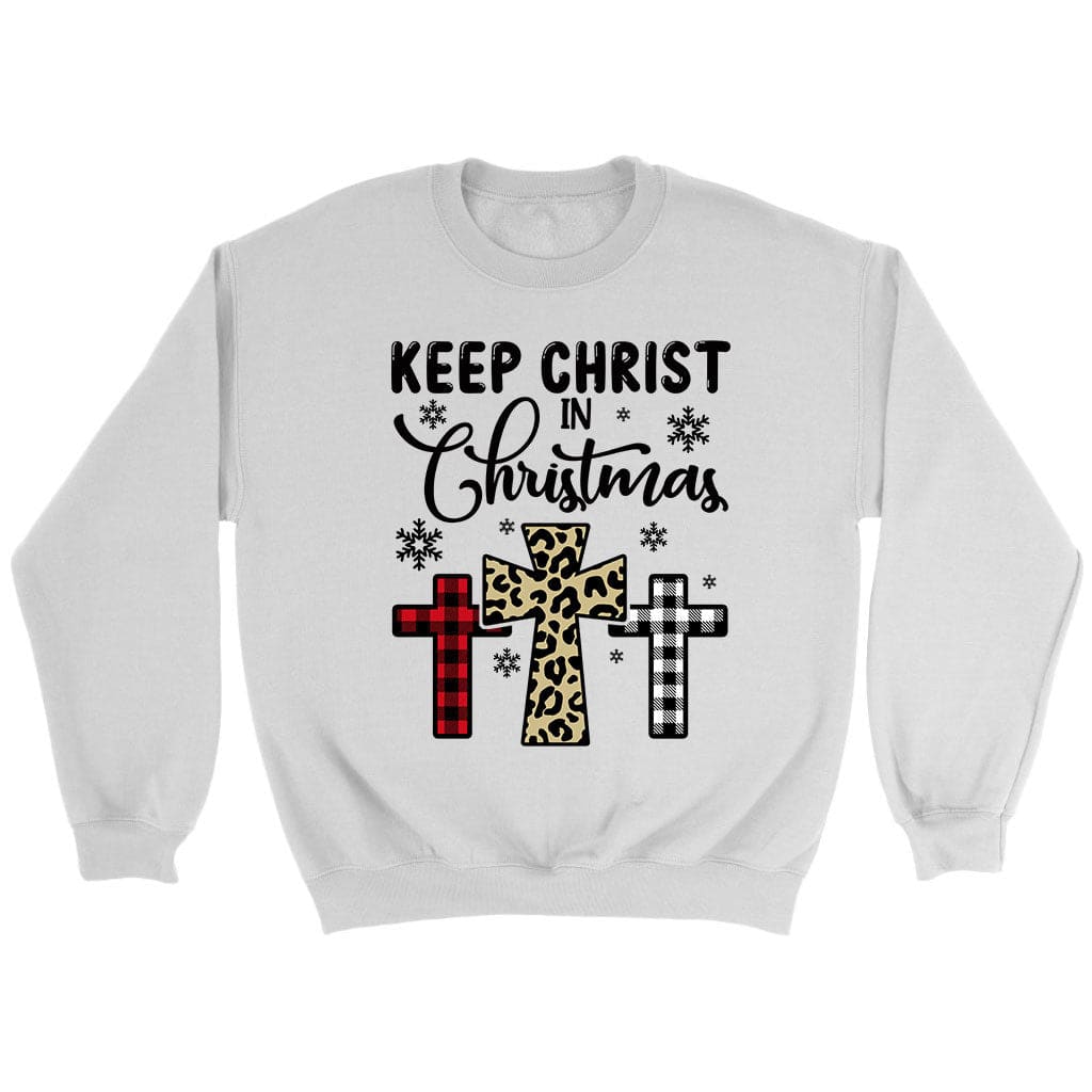 Keep Christ in Christmas Three crosses sweatshirt White / S