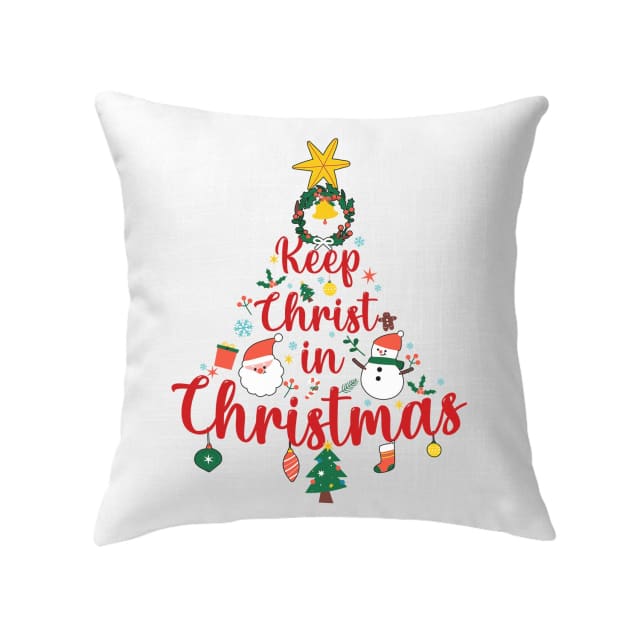 Keep Christ in Christmas tree pillow