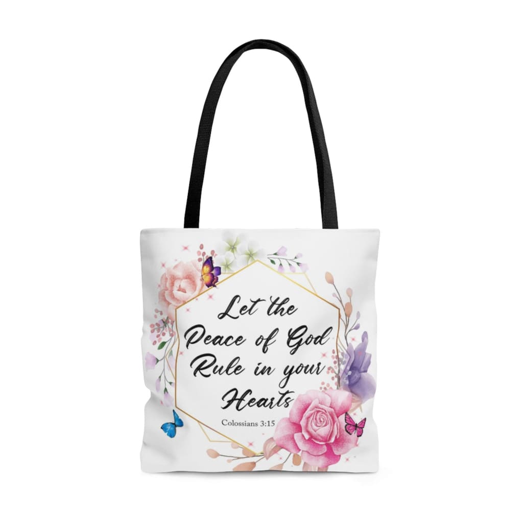 Let the peace of God rule in your hearts Colossians 3:15 KJV tote bag 16 x 16