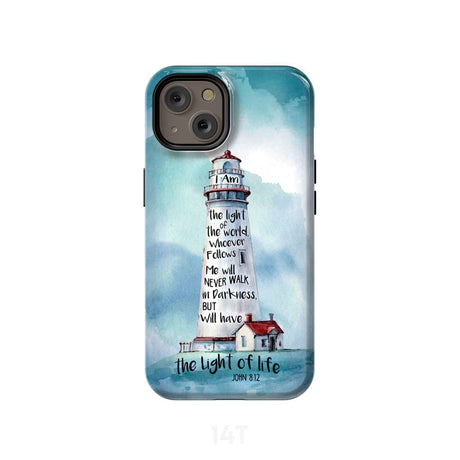 Lighthouse I Am the Light of World John 8:12 Bible Verse Phone Case iPhone 14 / Tough