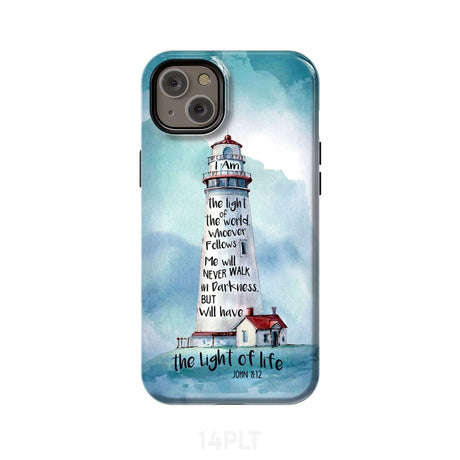 Lighthouse I Am the Light of World John 8:12 Bible Verse Phone Case iPhone 14 Plus / Tough