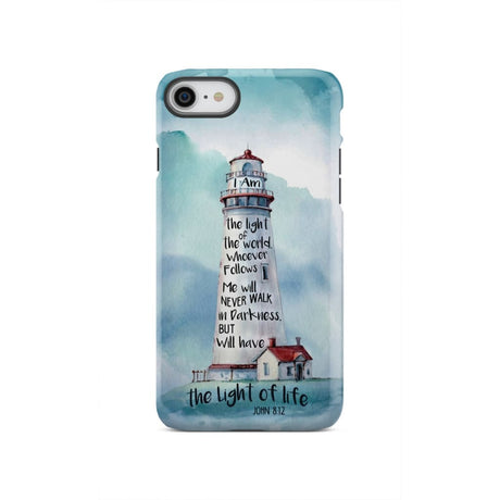 Lighthouse I Am the Light of World John 8:12 Bible Verse Phone Case iPhone SE 2020 / Tough