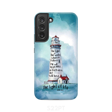 Lighthouse I Am the Light of World John 8:12 Bible Verse Phone Case Samsung Galaxy S22 Plus / Tough