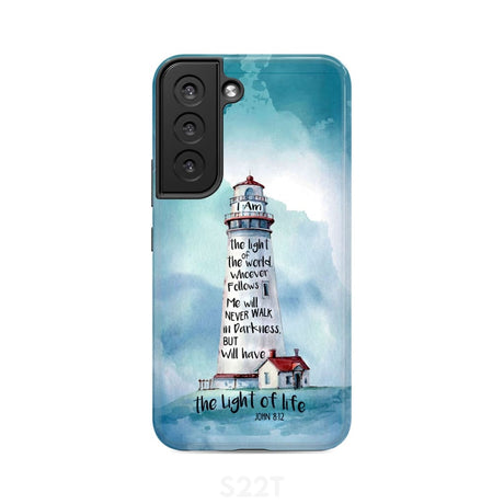 Lighthouse I Am the Light of World John 8:12 Bible Verse Phone Case Samsung Galaxy S22 / Tough