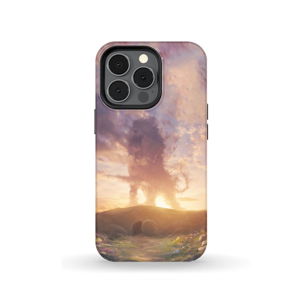 Lion of Judah above the empty tomb He is risen phone case Christian Easter cases iPhone 13 Pro / Tough