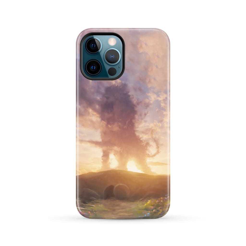 Lion of Judah above the empty tomb He is risen phone case Christian Easter cases iPhone 12 Pro Max / Tough