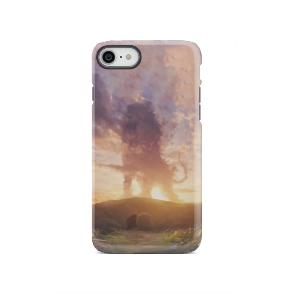 Lion of Judah above the empty tomb He is risen phone case Christian Easter cases iPhone SE 2020 / Tough