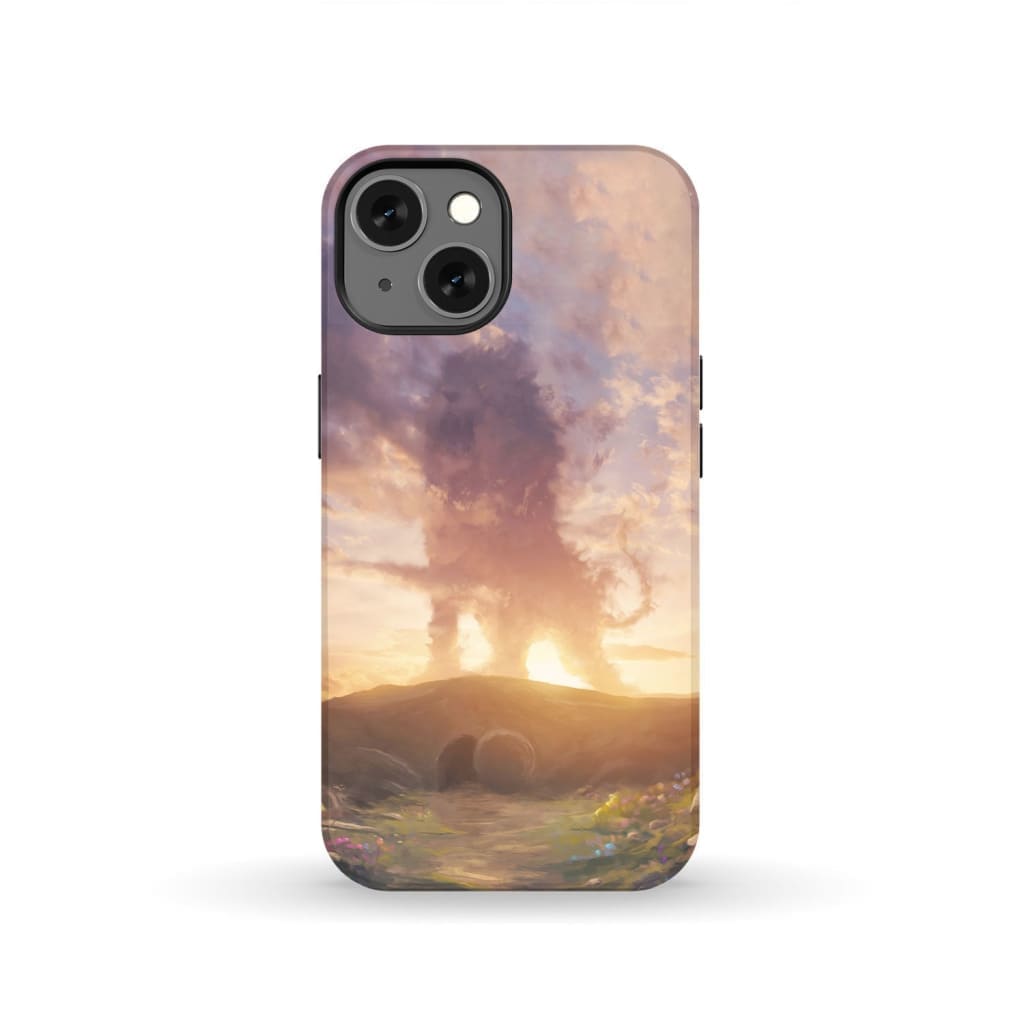 Lion of Judah above the empty tomb He is risen phone case Christian Easter cases iPhone 13 / Tough