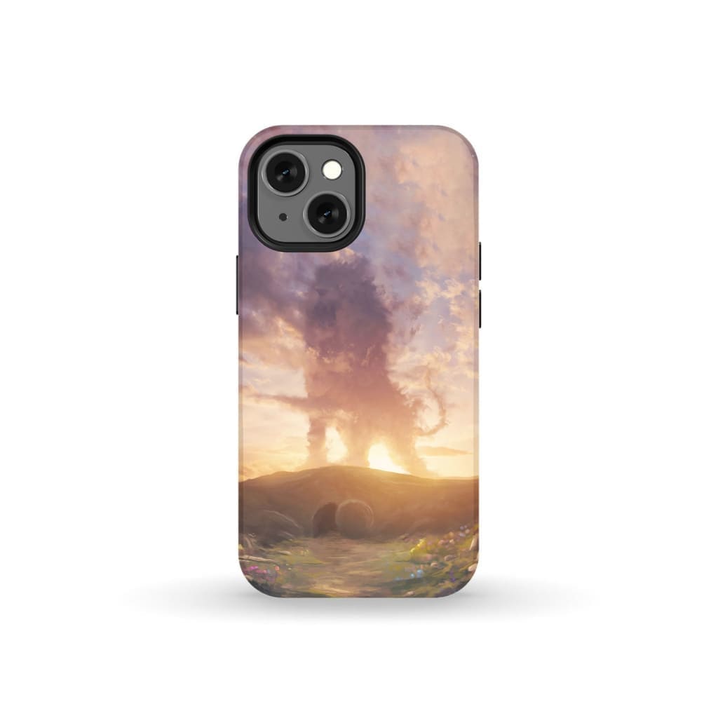 Lion of Judah above the empty tomb He is risen phone case Christian Easter cases iPhone 13 Mini / Tough