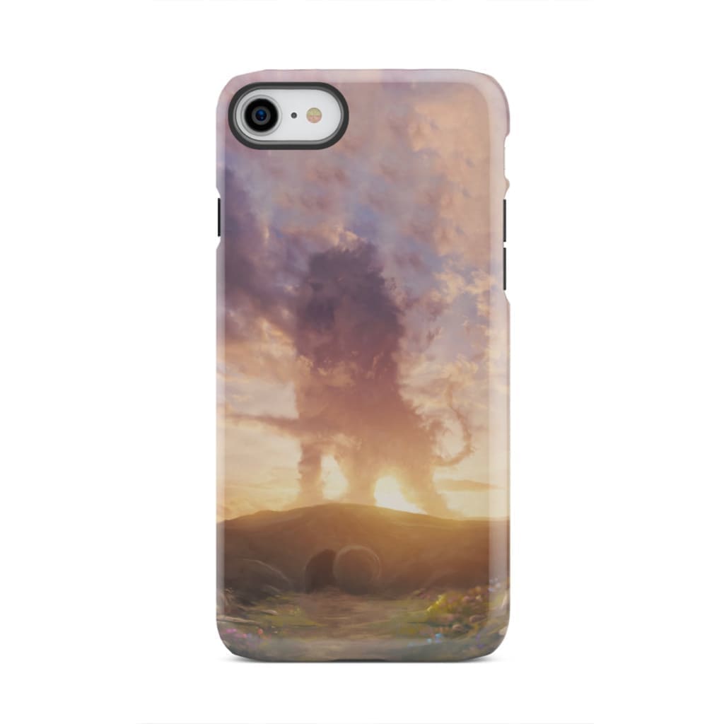 Lion of Judah above the empty tomb He is risen phone case Christian Easter cases iPhone 8 / Tough