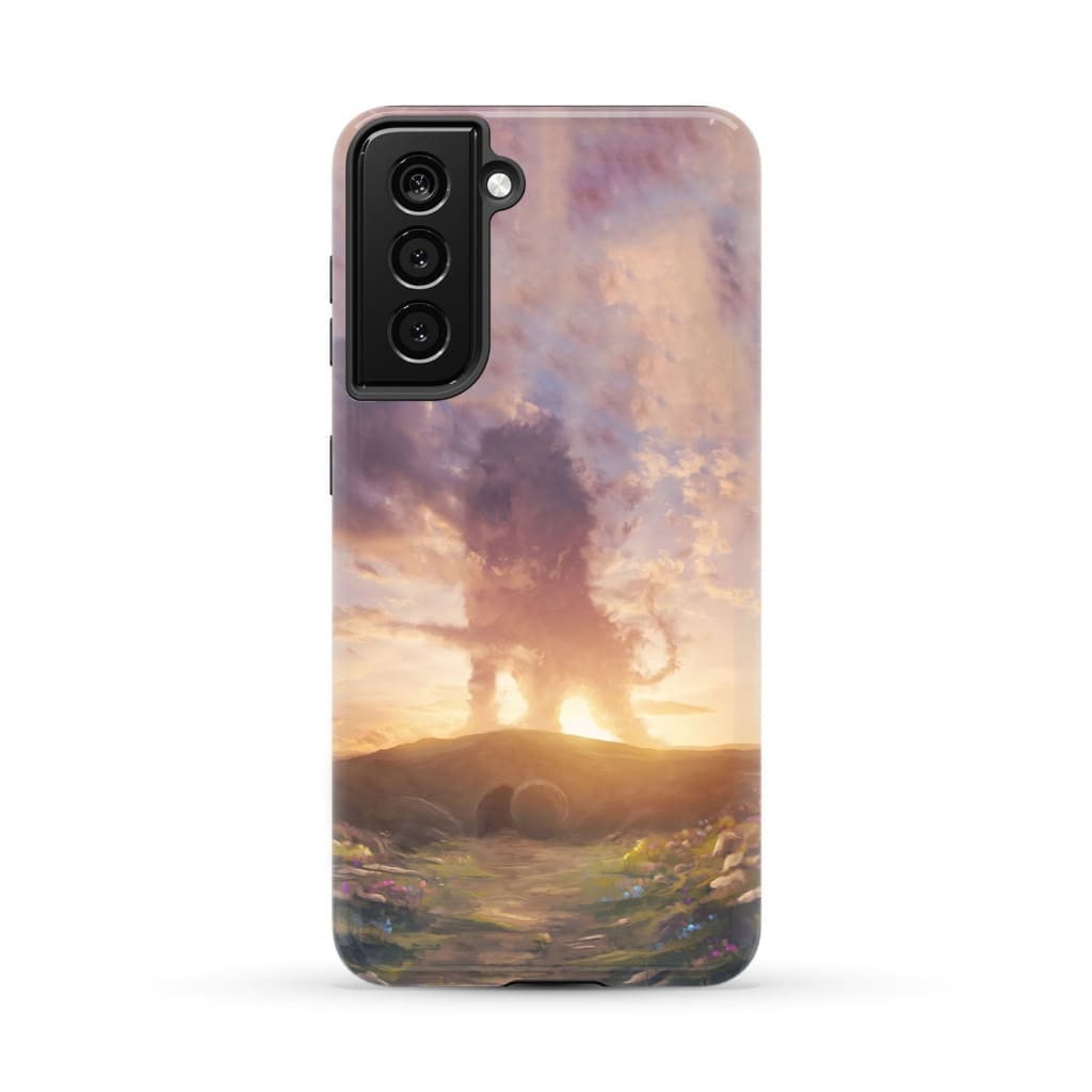 Lion of Judah above the empty tomb He is risen phone case Christian Easter cases Samsung Galaxy S21 (Not for FE) / Tough