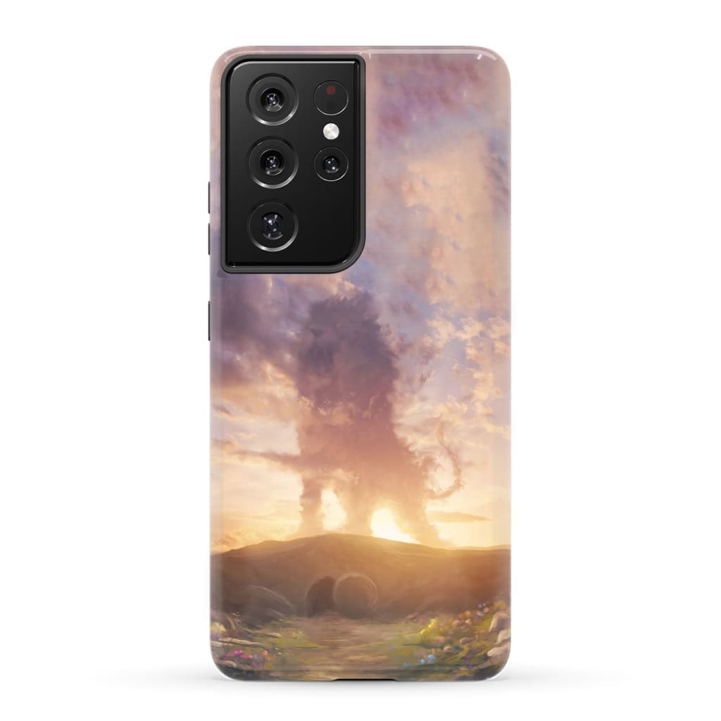 Lion of Judah above the empty tomb He is risen phone case Christian Easter cases Samsung Galaxy S21 Ultra / Tough