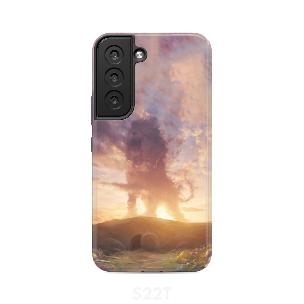 Lion of Judah above the empty tomb He is risen phone case Christian Easter cases Samsung Galaxy S22 / Tough