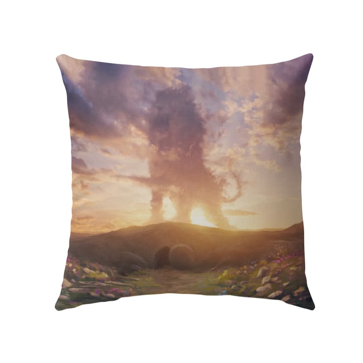 Lion of Judah Above the Empty Tomb He is Risen Pillow Easter Gifts