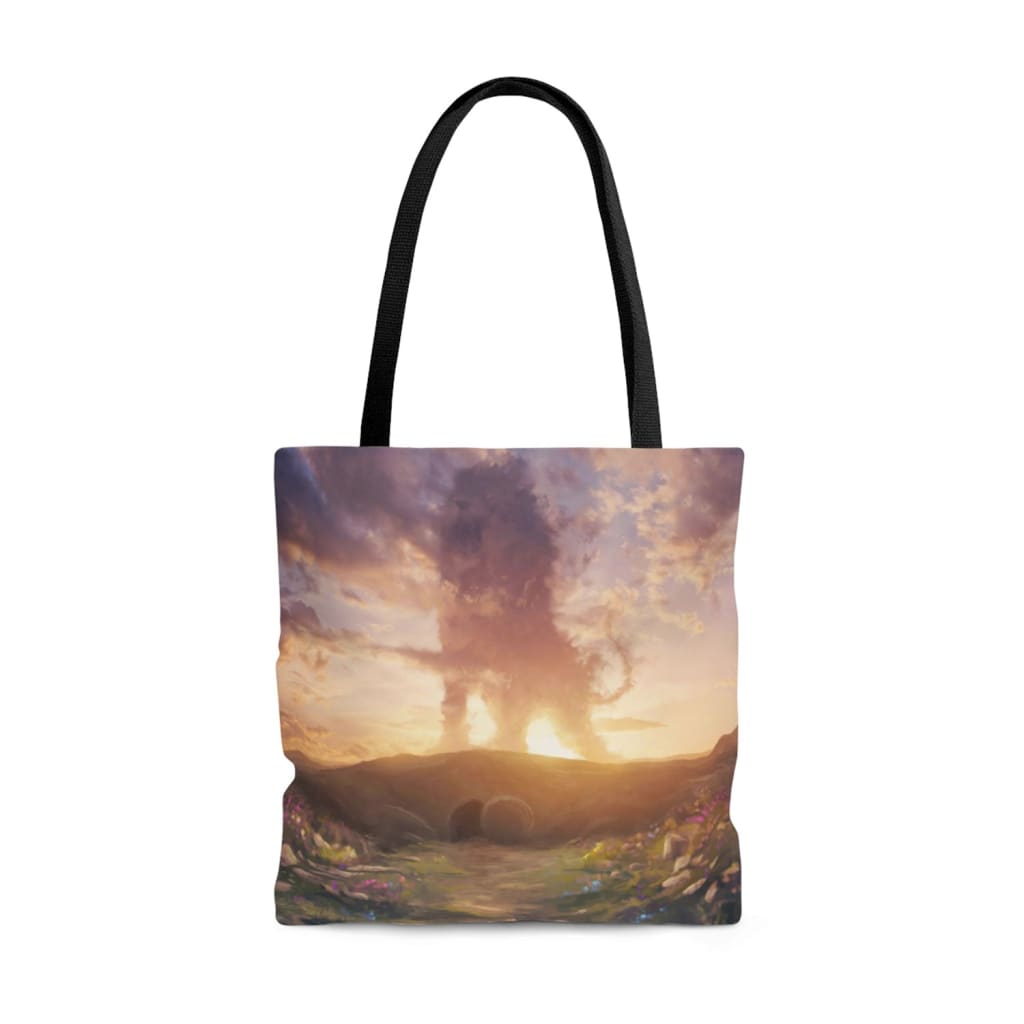 Lion of Judah above the empty tomb He is risen tote bag Easter Gifts 16 x 16