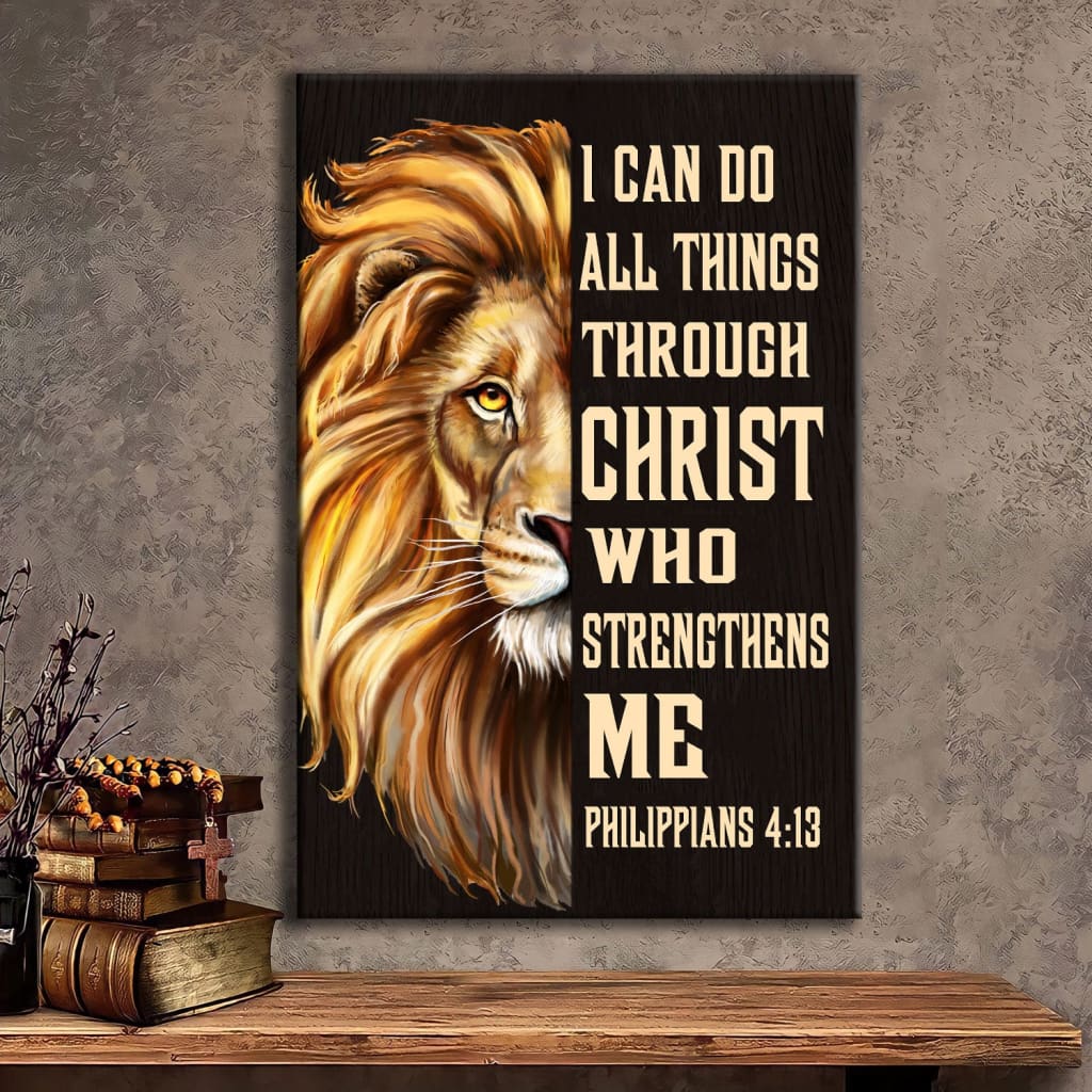 Lion of Judah I can do all things through Christ wall art canvas Christian wall art