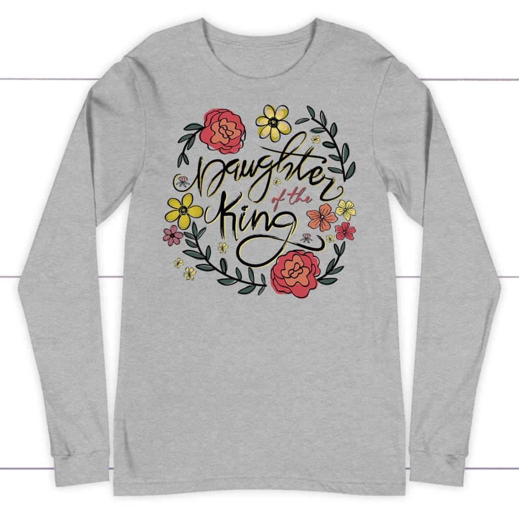 long sleeve shirt Daughter of the king flowers Athletic Heather / S