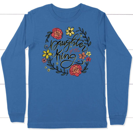 long sleeve shirt Daughter of the king flowers True Royal / S