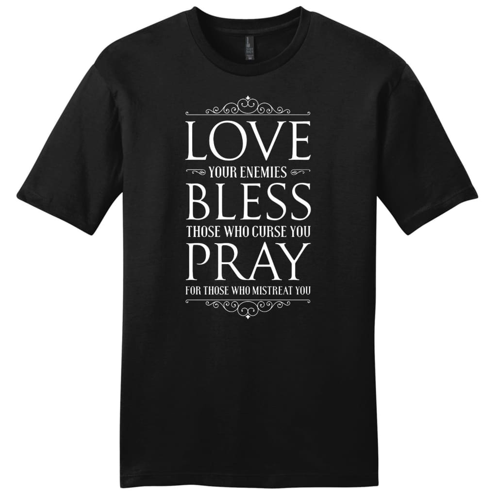 Love bless pray mens Christian t-shirt Black / S