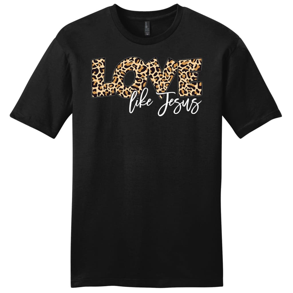 Love like Jesus shirt Love like Jesus leopard men’s Christian t-shirt Black / S