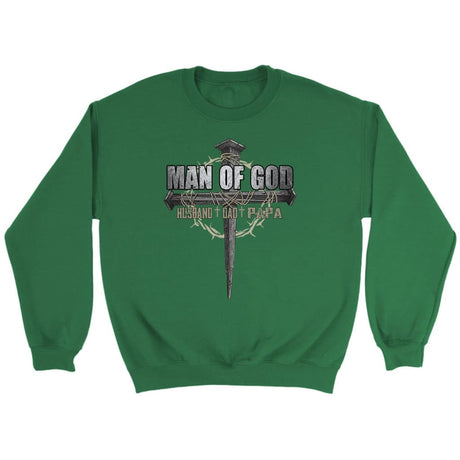 Man of God husband dad papa Christian sweatshirt Irish Green / S