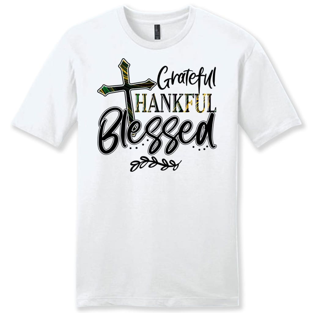 Men’s Christian t-shirts: Grateful thankful blessed t-shirt White / S
