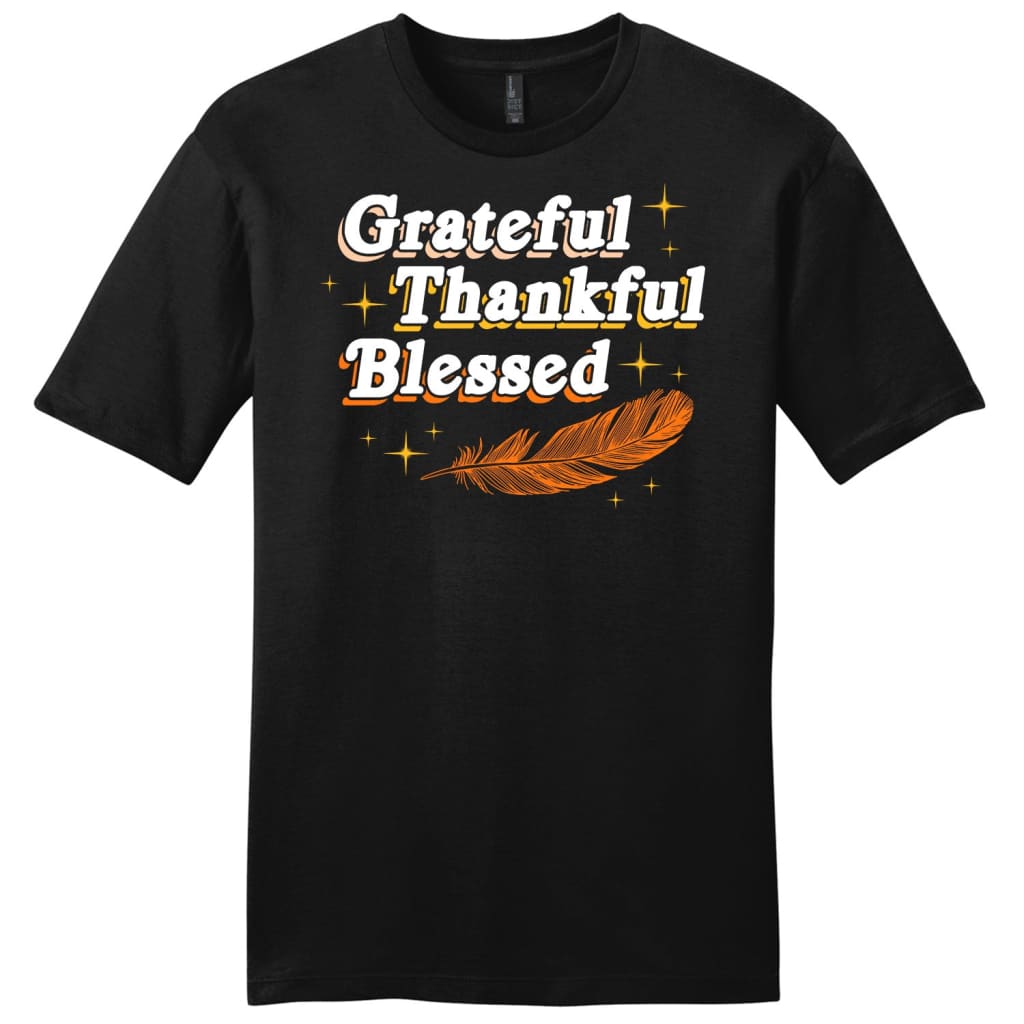 Men’s t-shirt Grateful thankful blessed Thanksgiving Black / S