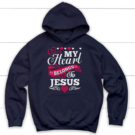 My heart belongs to Jesus Christian hoodie | Christian apparel Navy / S