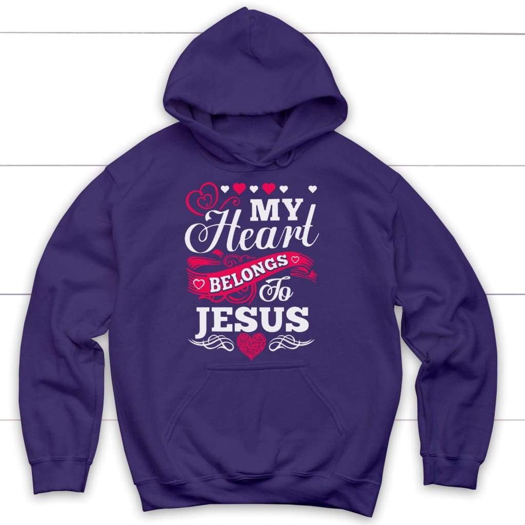 My heart belongs to Jesus Christian hoodie | Christian apparel Purple / S