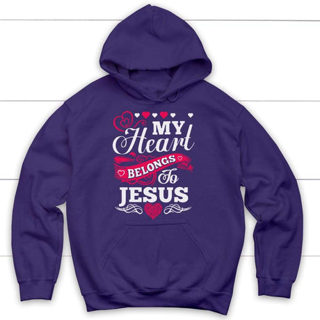 My heart belongs to Jesus Christian hoodie | Christian apparel Purple / S