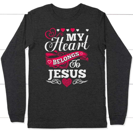 My Heart Belongs to Jesus long sleeve t-shirt - christian apparel Dark Grey Heather / S