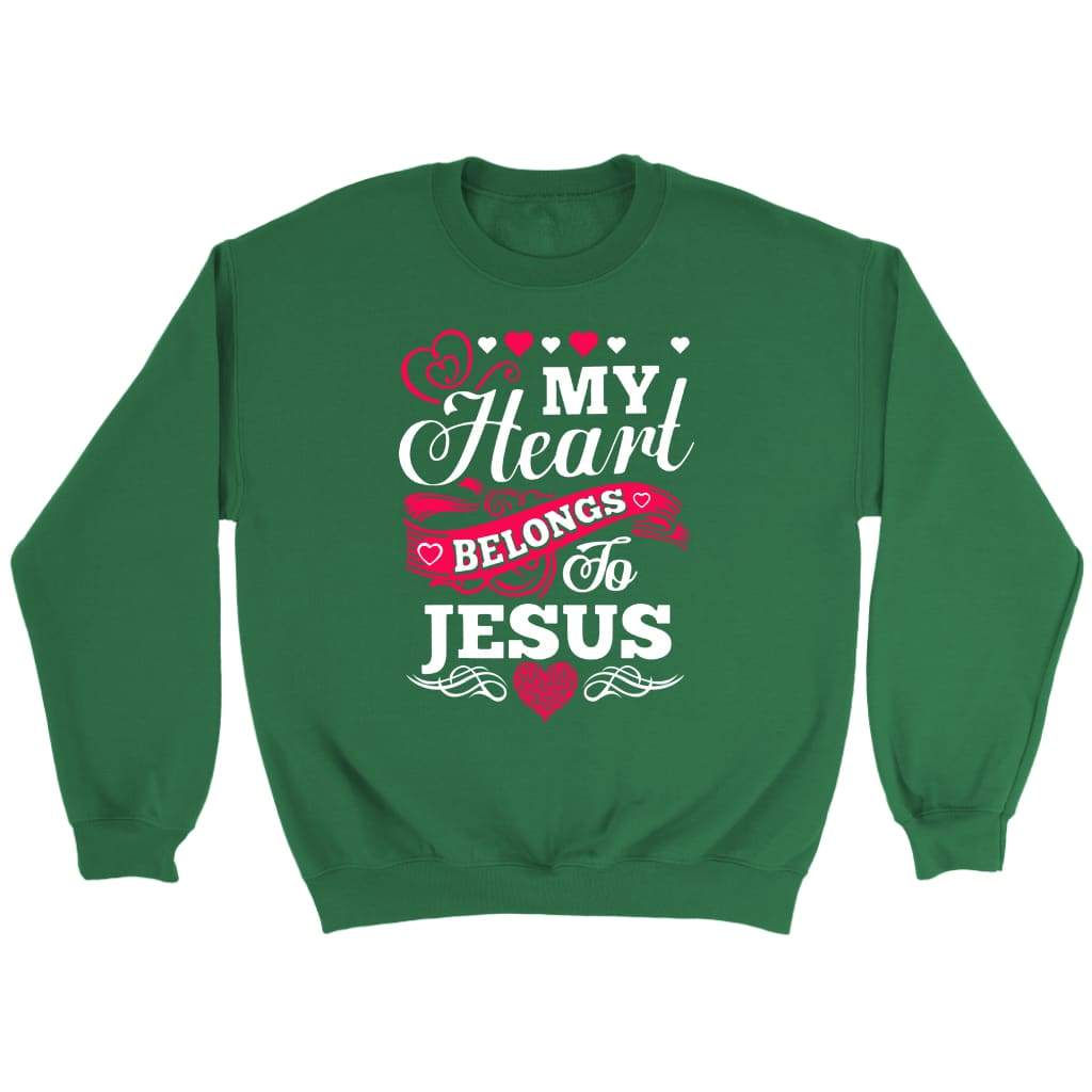 My heart belongs to Jesus sweatshirt - Christian sweatshirt Irish Green / S